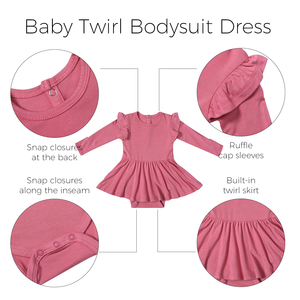 Customized Bamboo Solid <strong>Baby</strong> <strong>Girls</strong> Ruffle Jumpsuit <strong>Dress</strong> Long Sleeve Romper Button Closure Newborn <strong>Girls</strong> Bodysuit Twirl <strong>Dress</strong> - Product Image 4