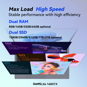 Getmi Lite 160gtx mới nhất 15 6 inch chơi game máy tính xách tay máy tính intel core i5 i7 CPU 16GB RAM 1TB SSD Windows 10 11 giá rẻ PC máy tính xách tay - Product Image 2
