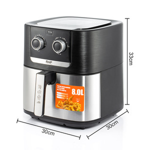 Grande friteuse à air intelligente en acier inoxydable de 8 L avec revêtement antiadhésif, sans huile, électrique, numérique - Product Image 3