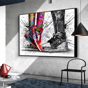 Zapatillas de deporte abstractas para decoración de habitación, pintura de zapatos deportivos de moda, póster de lona para pared grande, Arte pop abstracto