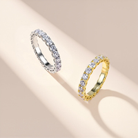 Bague éternité en moissanite creuse en forme de cœur 2,2 CTW, argent sterling S925, diamant complet, élégante, accessoire de mode pour mariage