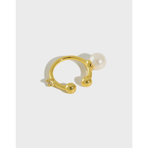 <span class=keywords><strong>Boucle</strong></span> <span class=keywords><strong>d</strong></span>'<span class=keywords><strong>oreille</strong></span> en <span class=keywords><strong>argent</strong></span> sterling 925 avec perle et plaqué or Zicina - Product Image 1