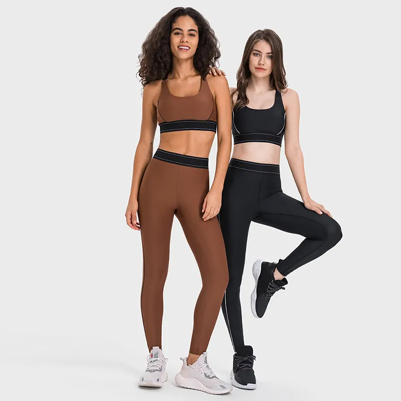 Lulu vente en gros vêtements de fitness pour femmes pantalons de yoga et bretelles sexy croisées devant ensemble de soutien-gorge de sport vêtements actifs ensemble de yoga
