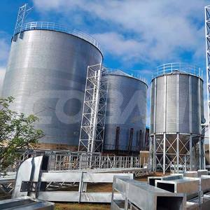 Trémie galvanisée 500-5000ton/Silo de matière première en acier à grains à fond plat Bacs de silo de <span class=keywords><strong>stockage</strong></span> de farine de soja pour la ligne de granule d'alimentation de ferme - Product Image 5