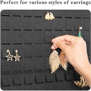 Organisateur de boucles d'oreilles suspendues, 20 crochets, en feutre noir, support mural pour bijoux, pour femmes et filles - Product Image 4