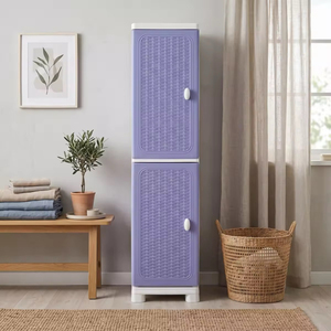 Foldable Stackable <b>Plastic</b> <b>Storage</b> Container with Rattan <b>Drawer</b> and Clothes Hanging Pole Space Saving Wardrobe Organizer - Product Image 5