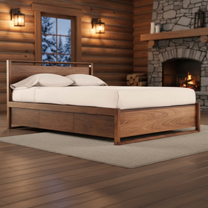 Lit plateforme extensible Alpen Teak Queen/King avec rangement intégré, durable, écologique, en bois massif, mobilier moderne pour la maison - Product Image 1