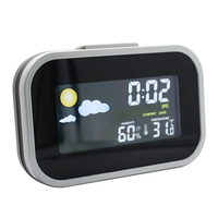 Station météo numérique électronique de bureau avec grand écran LED couleur, horloge intelligente, humidité, température