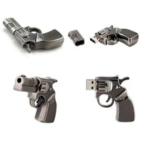 Memoria USB de Metal de Cobre con Forma de Pistola Revólver 2.0, Regalo con Memoria de 4GB 8GB 16GB 32GB 64GB, Nueva Unidad Flash USB