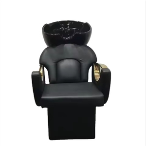 Juego de Muebles de Salón Modernos en Negro y Dorado con Lavabo de Cerámica, Silla de Estilismo Ajustable Ecológica y Equipo de Salón de Belleza - Product Image 3