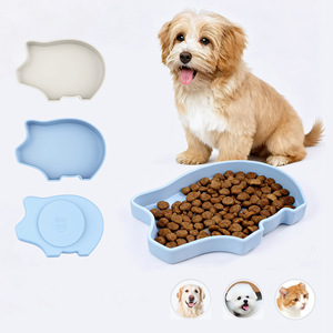 Assiette à dîner pour animaux de compagnie en silicone avec ventouse, 221 mm, anti-chute, bol pour chat et chien, plat d'alimentation à motif de dessin animé, bleu clair - Product Image 4