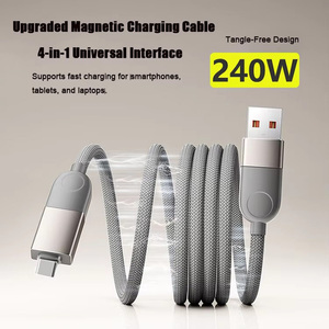 Cable de Datos Magnético de Carga Rápida de 240W con Trenzado de Nailon para <span class=keywords><strong>iPhone</strong></span>, Cable de Carga Rápida 4 en 1 <span class=keywords><strong>USB</strong></span> <span class=keywords><strong>C</strong></span> de Nailon para Samsung - Product Image 3