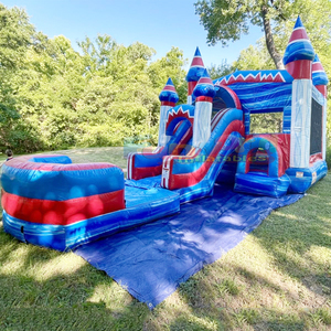 Mega rainbow combo bounce house water slide <b>inflatable</b> commercial kids outdoor party jumping castle - Product Image 5