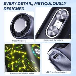 พัดลมมือถือขนาดเล็กแบบพกพาความเร็วสูง 13500 รอบต่อนาที แบตเตอรี่ 3000 มิลลิแอมป์ชาร์จใหม่ได้ พัดลมเทอร์โบสำหรับการเดินทาง สำนักงาน กลางแจ้ง - Product Image 3