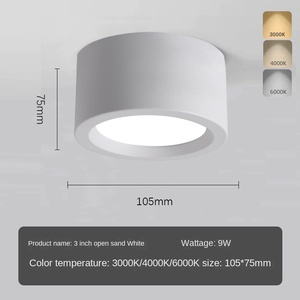 Instalación de superficie de venta directa de fábrica de downlights LED en blanco y negro sin agujeros 9W 12W 18W - Product Image 4
