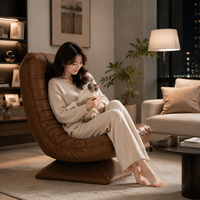 Fauteuil inclinable sans accoudoirs, design japonais luxueux, en cuir, pour l'intérieur et l'extérieur, idéal pour salon, chambre et appartement