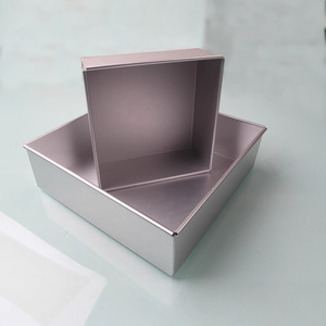 Molde cuadrado de pastel de fondo fijo de 4 ~ 14 pulgadas Aluminio de ánodo engrosado temprano antiguo - Product Image 3