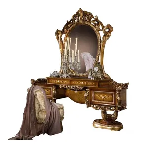 Baroque antique carved Hot Sale New Arrival American Design Bedroom Furniture Sets Oak Drawer Dresser table