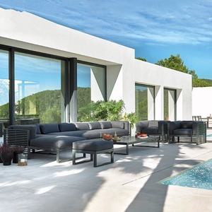 Juego de Sofás de Aluminio de Lujo para Exteriores, Mesa de Comedor Moderna para Jardín, Sillas Impermeables, <span class=keywords><strong>Muebles</strong></span> Seccionales para Patio, para Proyectos de Hoteles y Villas - Product Image 3