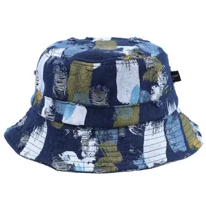 Topi nelayan kasual, topi modis kasual Batu dicuci lukisan minyak