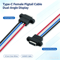 Dual-Winkel-Steckdose, DIY-Ladeanschluss LN-003 Kabel 24AWG 15CM Typ-C Einbau-Buchse