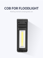 Projecteur LED COB double lampe, lampe torche, crochet magnétique, lampe de travail portable avec batterie rechargeable, indice de protection IP44