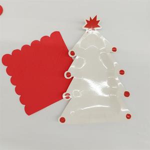 DAMAI Christmas Santa Red Rectangle Disposable Paper Dinnerware Plates Dessert Plates Cups Napkins for Merry Christmas Party - Product Image 6