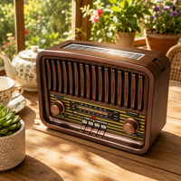 OEM Kundenspezifisches Logo Private Mold Klassisches Retro-Holzmaserung-Radio mit FM AM SW 3-Band-Empfang, BT, USB, TF-Karten-MP3-Player, wiederaufladbarem Akku für Zuhause