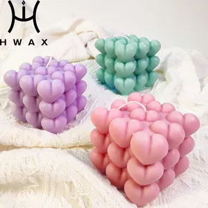 Wholesale Luxury Romantic Love Birthday Valentine's Day Gift Fragrant Wax Macaron Color Square Rubik's Cube Love Fragrant Candle