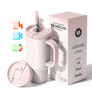 Taza de Acero Inoxidable 304 de Doble Pared con Aislamiento de 16 oz de Capacidad para Uso en Exteriores, Personalizada con Asa para <span class=keywords><strong>Agua</strong></span> - Product Image 2