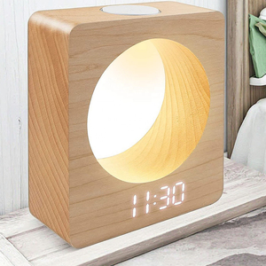 Rắn gỗ kỹ thuật số Đồng hồ báo thức tre bàn thời gian hiển thị Đồng hồ bàn gỗ LED Đồng Hồ Tre kỹ thuật số Đồng hồ báo thức với LED hiển thị - Product Image 1