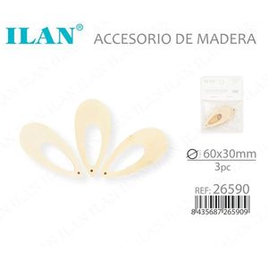 Accessorio in legno a forma di goccia Ilan 60x30mm 3 pezzi per progetti artigianali - Product Image 3