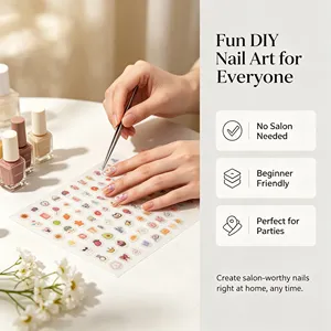 Pegatinas adhesivas de PVC para decoración de uñas con dibujos animados, para manicura DIY, fuerte adherencia, forma irregular, impermeables - Product Image 1