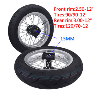 Cerchione Anteriore Super Motor da 12 Pollici Argento 2.50-12 con Pneumatico Stradale 90/90-12 e Ruota Posteriore 3.00-12 con Pneumatici Stradali 120/70-12 - Product Image 3