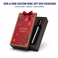 Caja de Regalo Personalizada para Botella de Vino de 750 ml con Etiqueta de Lámina Dorada, Caja de Regalo para Champán Navideña, Tamaño Personalizado OEM ODM al por Mayor