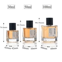 Botol Parfum Kaca Mewah Bentuk Kotak 30ml 50ml 100ml, Sisi Bulat Transparan, Kosong, Semprotan Crimp dengan Tutup Hitam