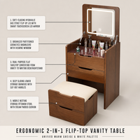 Coiffeuse pour petits appartements, rangement grande capacité, chambre à coucher, style princesse, moderne, minimaliste, en bois massif, durable, pour maquillage