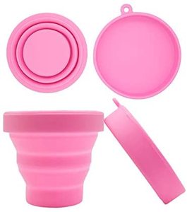 Portable Silicone Collapsible <b>Cup</b> Compact, <b>Reusable</b> Food Grade Folding Mug with Lids Drinking Set - Product Image 4