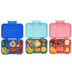 2022 Aohea Plastic kids bento box lunch food school use snack box package outdoor one lock 6 sections detachable lunchbox
