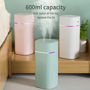600ml Mini Simple Cool Mist doppio Spray umidificatore ad ultrasuoni diffusore di aromi con luce notturna per auto Home Office Yoga Usb