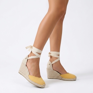 Sandalias de Plataforma con Cordones y Cinta, de 9 cm de Tacón Alto, para Mujer, Transpirables, de Primavera/Verano, Hechas a Mano con Suela de <span class=keywords><strong>Yute</strong></span> - Product Image 1