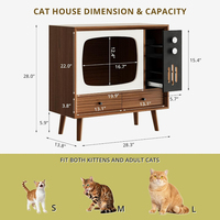 Maison pour chat en bois de forme carrée rétro, table d'appoint multifonctionnelle pour humains et animaux, avec tiroir de rangement multi-niveaux