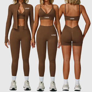 Custom Wholesale Sportswear Active Wear Jacket Plus Size Seamless Gym Clothes Workout Yoga <strong>Leggings</strong> and Bra Sets <strong>for</strong> <strong>Women</strong> - Product Image 1