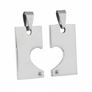 Ciondolo a Cuore Spezzato in Acciaio con Strass, Componenti e Accessori per Gioielli - Product Image 2