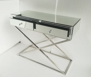 Table console de couloir avec miroir, base en acier inoxydable <span class=keywords><strong>Xavier</strong></span>, 2 tiroirs - Product Image 4