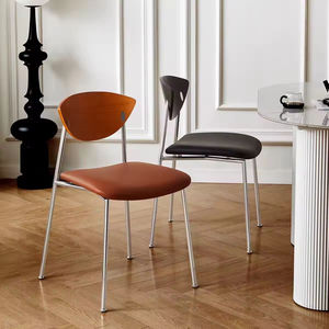 Silla de Comedor Moderna de Estilo Lujoso, de Cuero Negro con Patas de Metal, <span class=keywords><strong>para</strong></span> Restaurante, Oficina, Hotel y Cafetería - Product Image 5