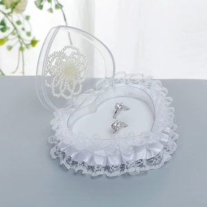 Coussin porte-alliances en satin blanc pour mariage, pour la mariée, <span class=keywords><strong>le</strong></span> porte-alliances, la demoiselle <span class=keywords><strong>d</strong></span>'honneur, boîte pour cérémonie, échange de vœux, cadeau de fête - Product Image 4