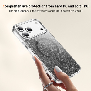 Từ trường hợp điện thoại Đối với <span class=keywords><strong>iPhone</strong></span> long lanh sáng bóng Cover quay lại TPU Acrylic chống sốc Sparkle Bling trường hợp đối với <span class=keywords><strong>iPhone</strong></span> 17 Pro Max - Product Image 4