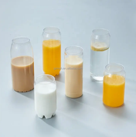 Bocaux en plastique transparent PET, col de 55 mm, qualité alimentaire, pour jus, café, lait, thé, sauces, desserts, collations, avec options de taille