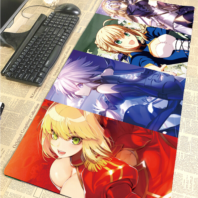 Custom OEM 3D Printed Gaming Mouse Pad Non-Slip Rubber Base XXL Size Stitched Edges Scratch Proof Water Resistant Anime Style